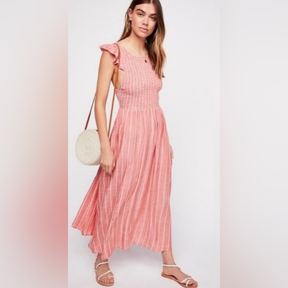 [Free People] Chambray Butterflies Midi Dress - sz Medium